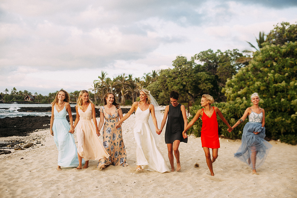 Girlfriends in Hawaii Wedding